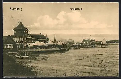 AK Starnberg, Restaurant Undosabad mit Seeterrasse