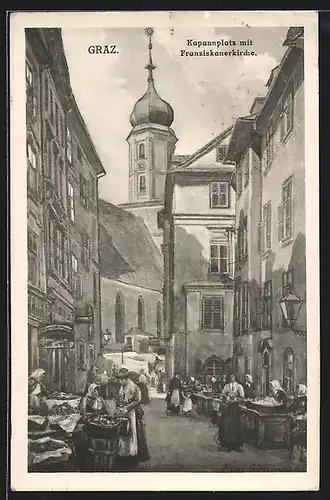 AK Graz, Kapannplatz mit Franziskanerkirche