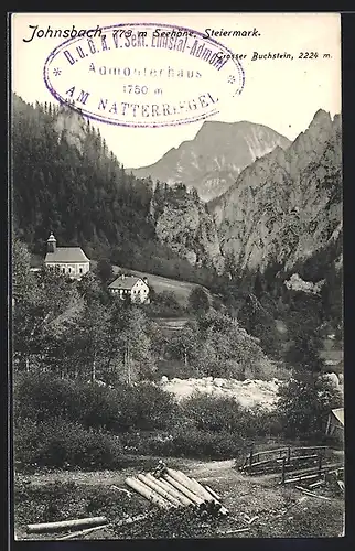 AK Johnsbach, Panorama mit Kirche und Grosser Buchstein