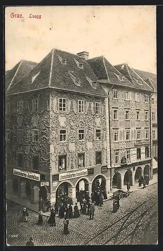 AK Graz, Luegg, Geschäft mit Ansichtskarten-Ausstellung