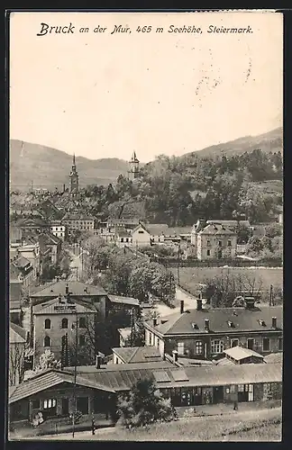 AK Bruck an der Mur, Gesamtansicht vom Berg aus gesehen