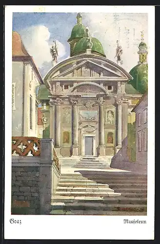 AK Graz, Mausoleum, Treppenaufgang