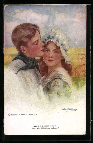Künstler-AK Philip Boileau: Junge küsst seine Freundin