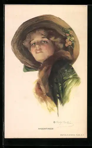 Künstler-AK Philip Boileau: Haughtiness, Junge Dame mit Hut