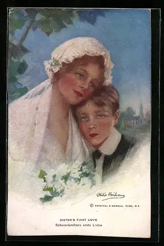 Künstler-AK Philip Boileau: Sisters First Love, Geschwisterliebe