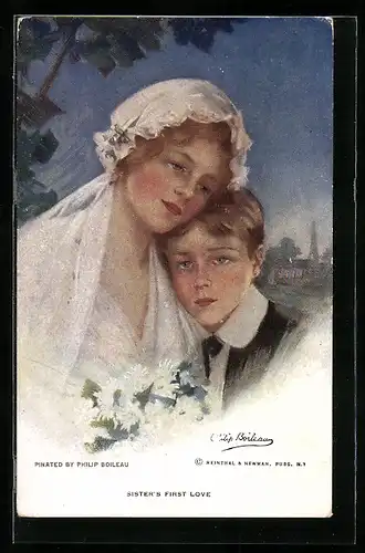 Künstler-AK Philip Boileau: Sisters First Love, Geschwisterliebe