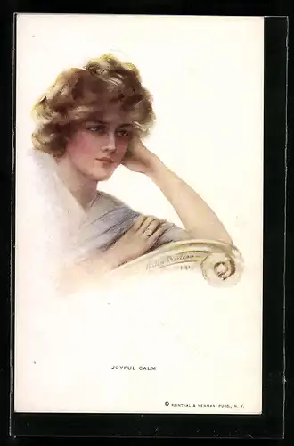 Künstler-AK Philip Boileau: Joyful Calm, nachdenkliches Mädchen