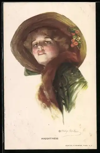Künstler-AK Philip Boileau: Haughtiness, Junge Dame mit Hut