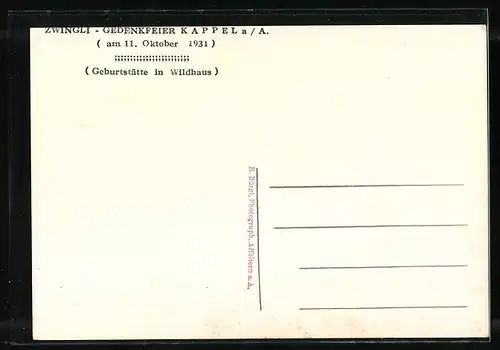 AK Kappel a. A., Zwingli-Gedenkfeier 1931