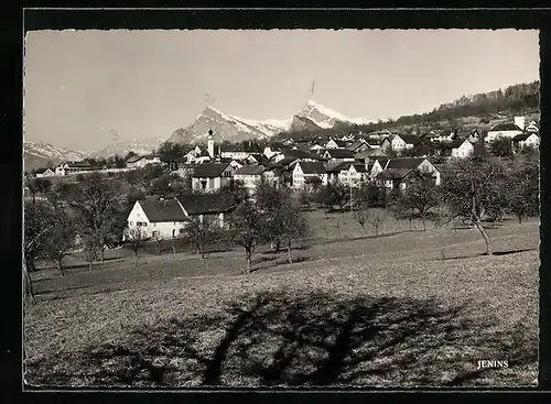 AK Jenins, Teilansicht mit Bergen