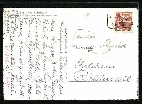 AK Jenins, Teilansicht mit Bergen