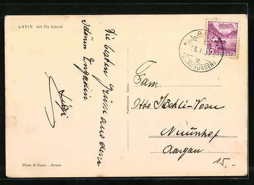 AK Lavin, Teilansicht mit Piz Linard