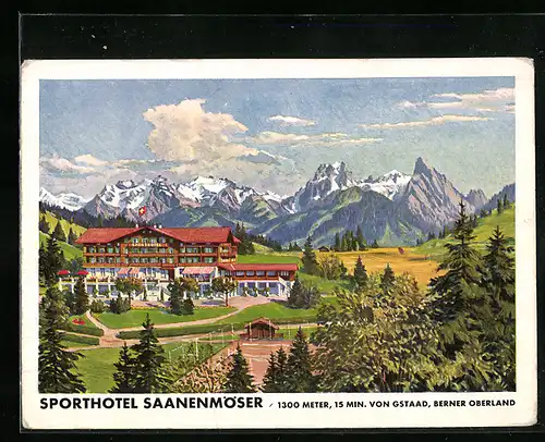 Künstler-AK Gstaad, Sporthotel Saanenmöser