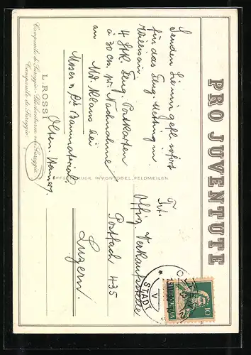 Künstler-AK Glockenturm von Sureggio, Pro Juventute