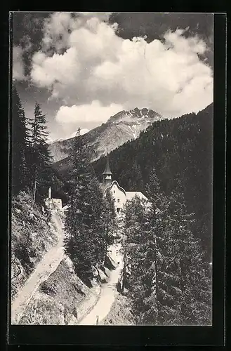 AK Sent /Engadin, Kurhaus Val Sinestra mit Stammerspitze