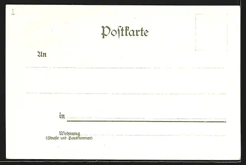 Lithographie Tabarz, Panoramablick auf den Ort, Bauer mit Tochter am Ortsrand