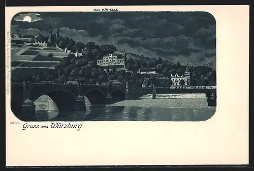 Lithographie Würzburg, Blick zum Käpelle