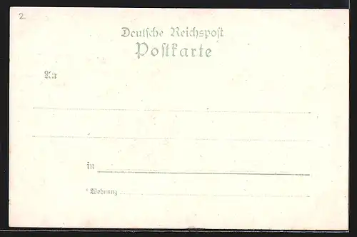 Lithographie Wiesbaden, Kurgarten mit Rathaus