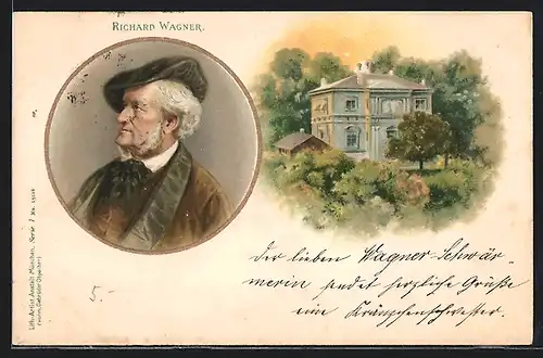 Lithographie Richard Wagner, Wohnhaus