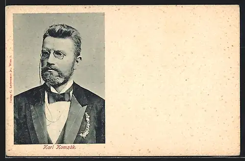 AK Portrait von Karl Komzák mit Zwicker