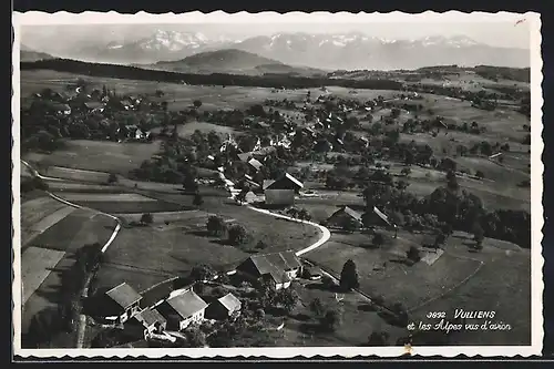 AK Vulliens, Panorama et les Alpes vus d`avion