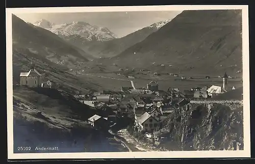 AK Andermatt, Teilansicht mit Bergen