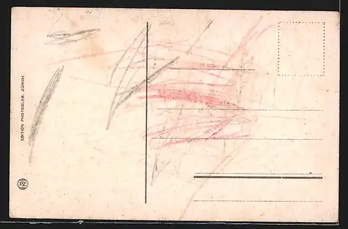 AK Richterswil, Ortsansicht und Alpenglühen