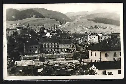 AK Ruzomberok, Ortsansicht aus der Vogelschau mit Blick in die Berge