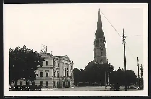 AK Sp. Nová Ves, Ortspartie mit Kirche