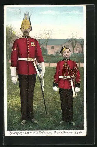 AK The long and short of the 7th Dragoon Guards, Princess Royals, britischer Soldat in Uniform