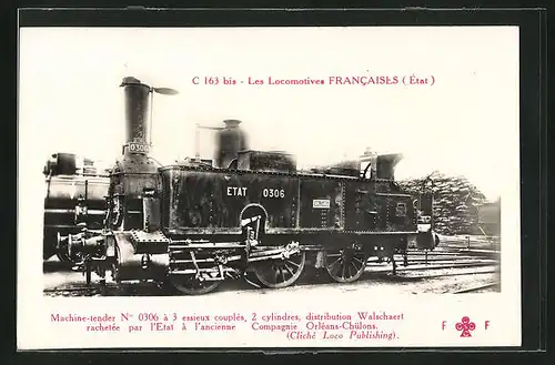 AK Französische Eisenbahn-Tenderlokomotive der Etat mit der No. 0306