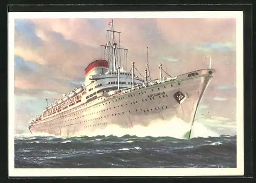 Künstler-AK Passagierschiff Italia, Società di Navigazione Genova