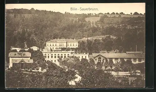 AK Bilin / Bilina, Blick auf das Kurhaus Sauerbrunn