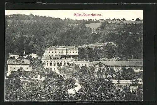 AK Bilin / Bilina, Sauerbrunn mit Landschaft