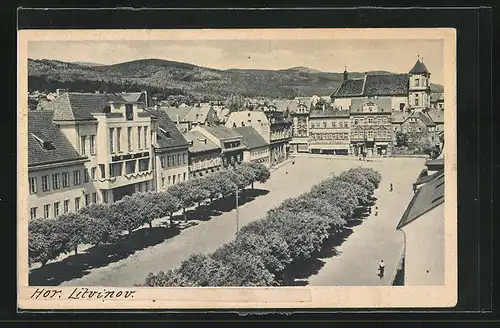 AK Oberleutensdorf / Litvinov, Stadtplatz aus der Vogelschau