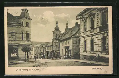 AK Königsberg /Eger, Partie in der Schillerstrasse