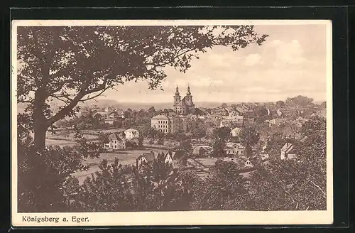 AK Königsberg a. Eger, Panoramablick vom Berg auf den Ort