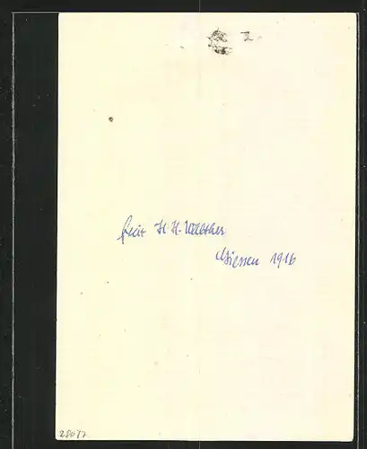 Exlibris von H.H. Walther für Walter Wetzell, Wappen mit Ritterhelm und Vogel