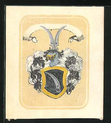 Exlibris Wappen mit Riterhelm & Schild