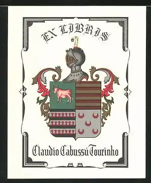 Exlibris Claudio Cabussu Tourinho, Wappen mit Ritterhelm