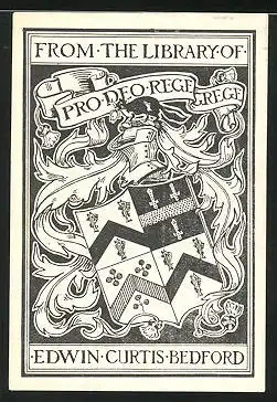 Exlibris Edwin Curtis Bedford, Wappen mit Ritterhelm