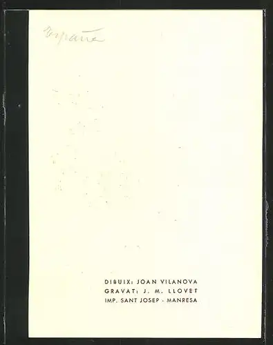 Exlibris von Joan Vilanova für 1. Exposicion De Coleccionistas Manresanos 1949, Wappen mit Heiligenbildern