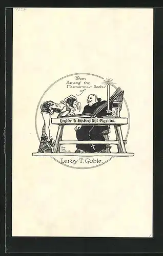 Exlibris von Roy van Nice für Leroy T. Goble, Harlekin & Mönch betrachten Buch
