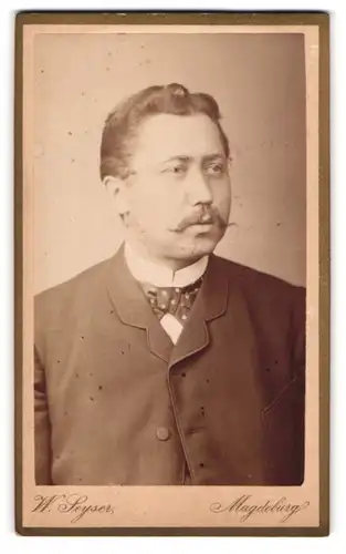 Fotografie W. Seyser, Magdeburg, Portrait Herr mit Oberlippenbart
