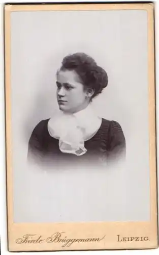 Fotografie Friedr. Brüggemann, Leipzig, Portrait Fräulein mit zusammengebundenem Haar