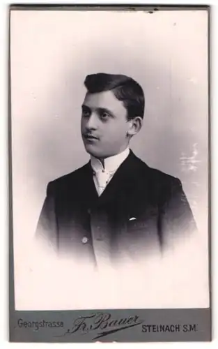 Fotografie Fr. Bauer, Steinach-SM, Portrait junger Herr im Anzug mit Krawatte