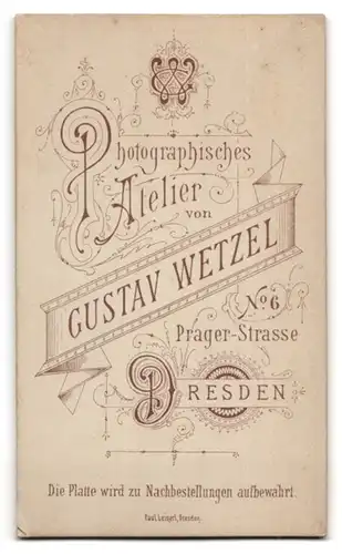 Fotografie Gustav Wetzel, Dresden, Brustportrait stattlicher Herr mit Krawatte und Schnurrbart