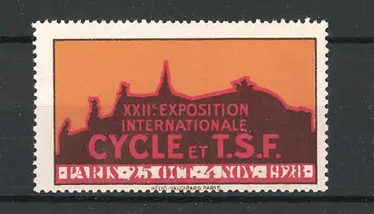 Reklamemarke Paris, XXII. Exposition Internationale Cycle et T.S.F. 1928, Schlossansicht