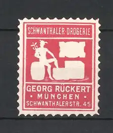 Reklamemarke Schwanthaler Drogerie von Georg Rückert, Schwanthalerstrasse 4, München, Hermes