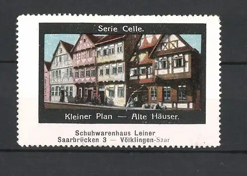 Reklamemarke Celle, alte Häuser am Kleinen Plan